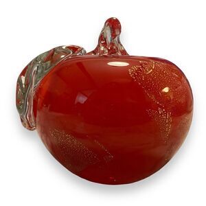 Red Apple Art Glass Paperweight